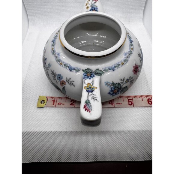 Andrea By Sadek Floral Teapot & Cup Set Porcelain Gold Trim Butterfly Design - Picture 13 of 16